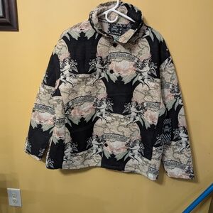 Rebel Vengeance Tapestry Jacket w/ A Cherub & Oasis Print Mens Size M NWT